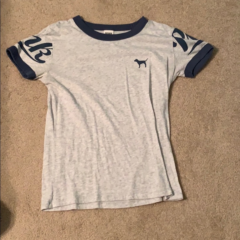 PINK Ringer Tee (Blue/Grey)